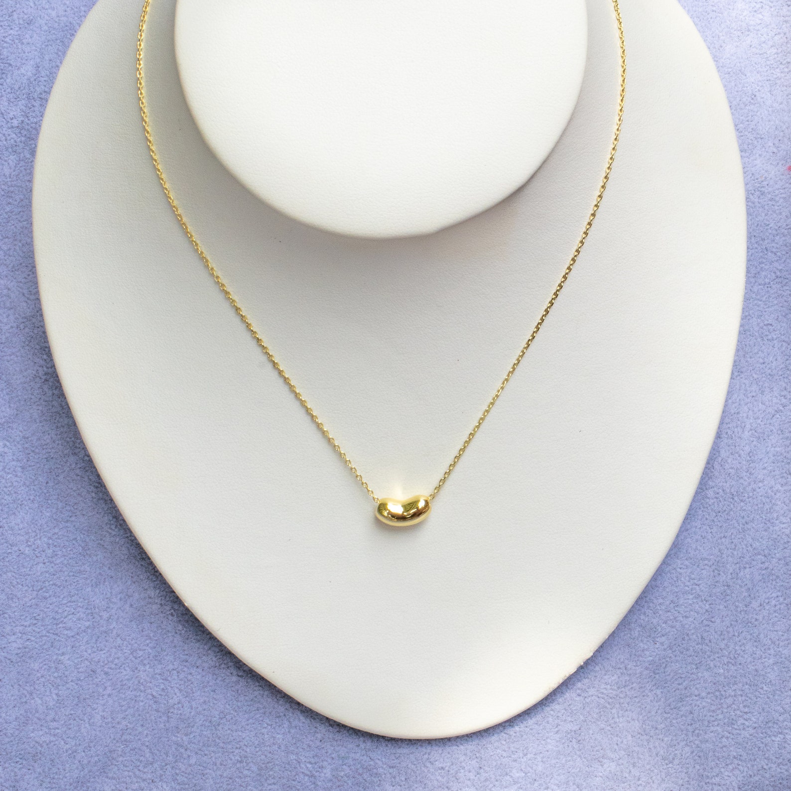 Gold Bean Necklace 14K Gold Vermeil Sliding Bean Necklace Etsy