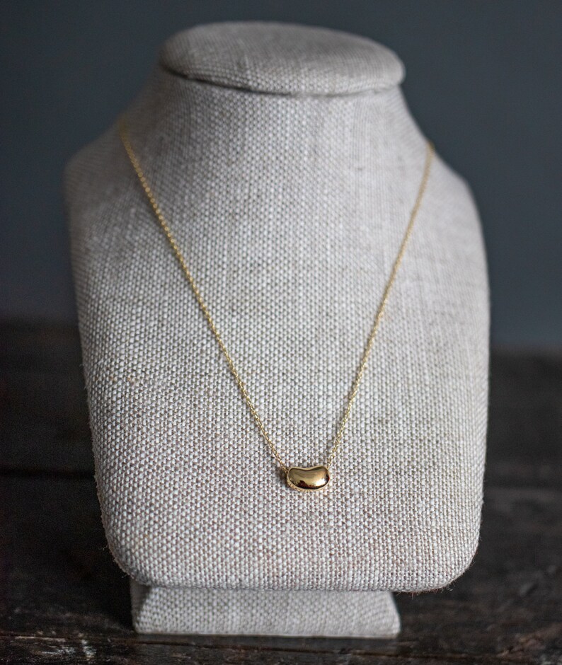 Gold Bean Necklace 14K Gold Vermeil Sliding Bean Necklace Etsy