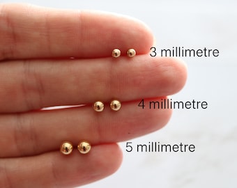14k Gold Filled Ball Stud Earrings, 3mm Gold Sleeper earrings, Unisex Earrings, Everyday Stud Earrings, Minimalist jewelry