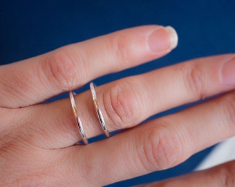 Sterling Silver Double Band Ring: Minimalist Stacking Jewelry