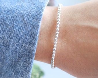 Pulseira de contas de prata esterlina - Pulseira delicada para empilhar