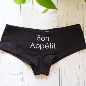 Bon Appétit Panties, Custom Personalized Panties, Fun Underwear for her, Fun Funny Gifts, Panty Honeymoon Outfits, Bachelorette gift