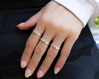 Sterling Silver Flat Band Ring: Minimalist Stacking Ring