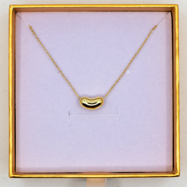 Gold Bean Necklace 14K Gold Vermeil Sliding Bean Necklace Etsy