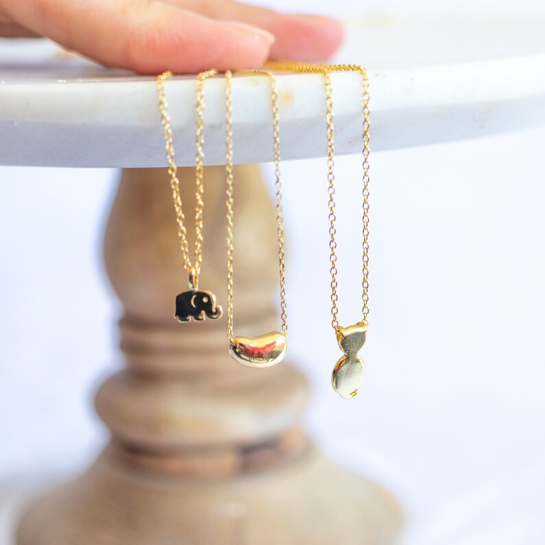 Gold Bean Necklace 14K Gold Vermeil Sliding Bean Necklace Etsy