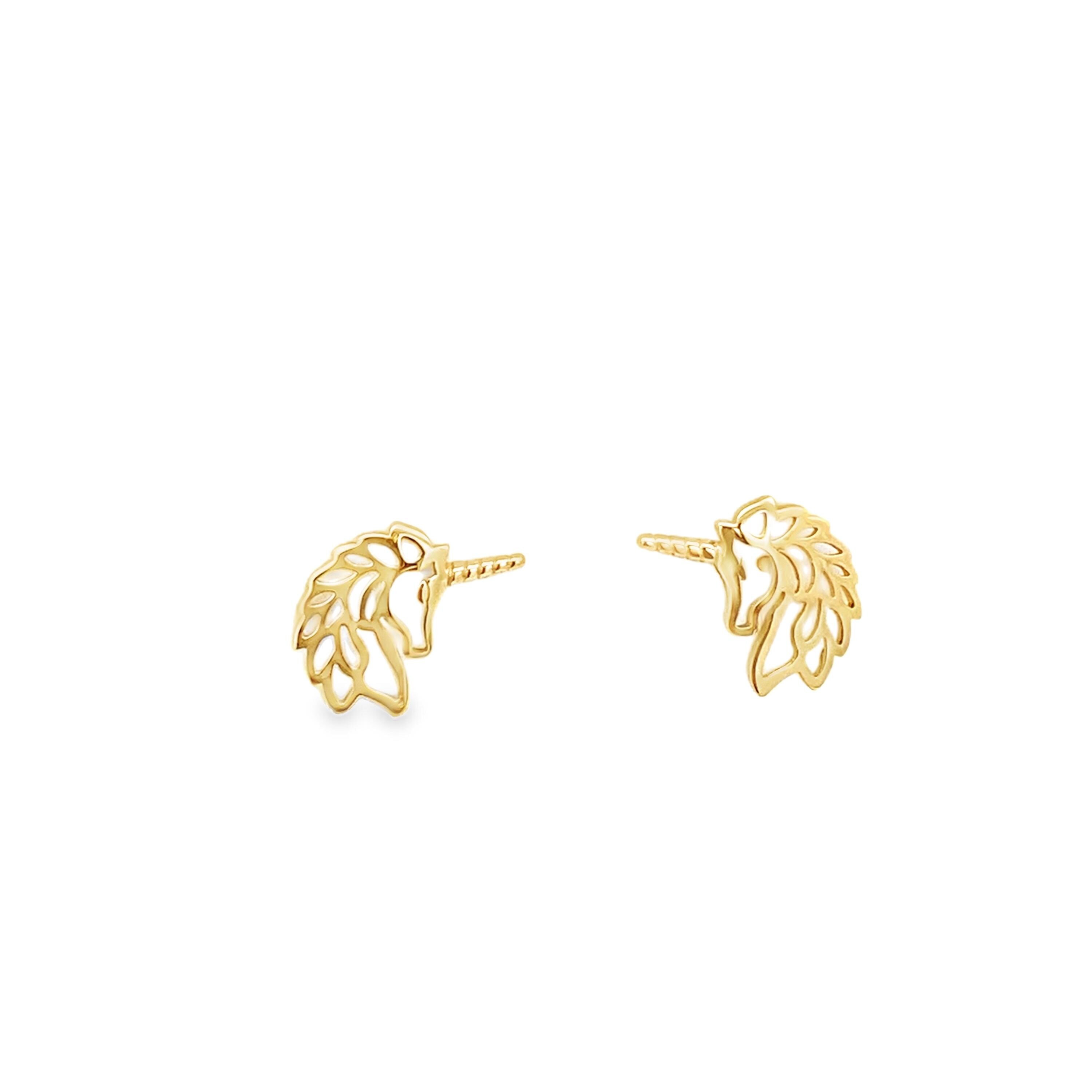 ピアス STONEHENgE Unicorn 14k earrings Child's 14kt Yellow Gold Unicorn Earrings with CZ Accents