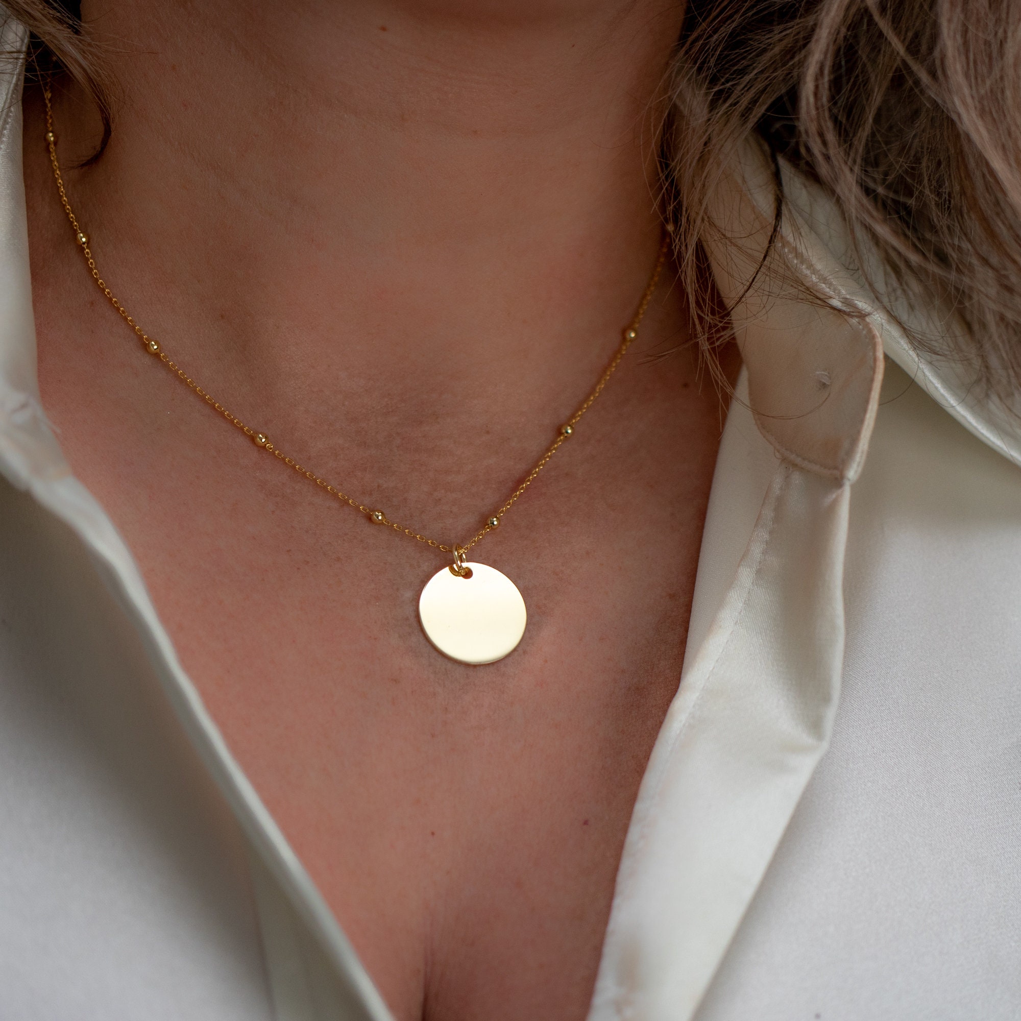 Necklaces for Women Dainty Gold Pendant Necklace Gold Disc Etsy