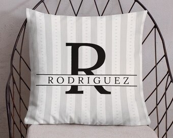 Personalized Initial Last Name Pillow | Custom Monogram Throw Pillow | Housewarming. Wedding, or Engagement Gift | Customizable Home Decor