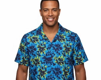 Black Light Hibiscus Hawaiian Shirt