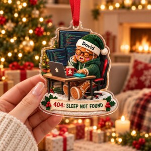 Personalized Programmer Ornament, 404 Sleep Not Found Gingerbread Coder, Custom Name Developer Keepsake, Developer Software Developer Gift