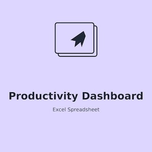 Productivity Dashboard Spreadsheet | All-in-One Digital Planner Excel Template | Goals Tasks Habits | Instant Download