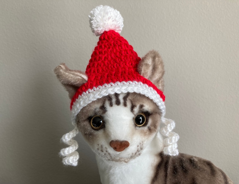 Cat Santa Hat Crochet Pattern Long & Short Styles Christmas Hat for Cats Small Dogs Crochet