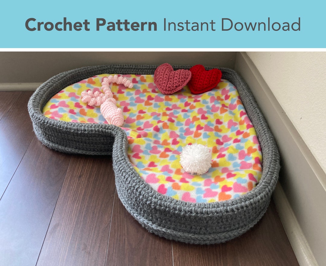 Giant Heart Cat Bed Crochet Pattern Instant Download PDF Pet Bed Crochet Pattern