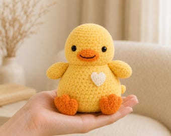Wzór na szydełkową kaczkę wspierającą emocjonalnie, samouczek robienia pluszowej amigurumi, włóczka szenilowa (do pobrania w wersji cyfrowej)