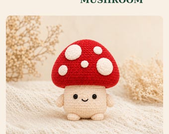 Wzór szydełkowy na pulchnego grzybka w formacie PDF, samouczek amigurumi dla początkujących (pobranie cyfrowe)