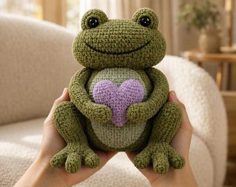 Emotional Support Frog Crochet Pattern, Large Amigurumi Plush Tutorial (PDF Download)
