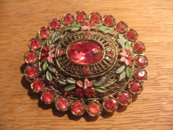 Signed LN Little Nemo Pink Green Pin Brooch Quali… - image 1