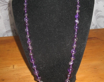 Nice Purple Amethyst  Bead Necklace Antique Costume jewelry   #41G