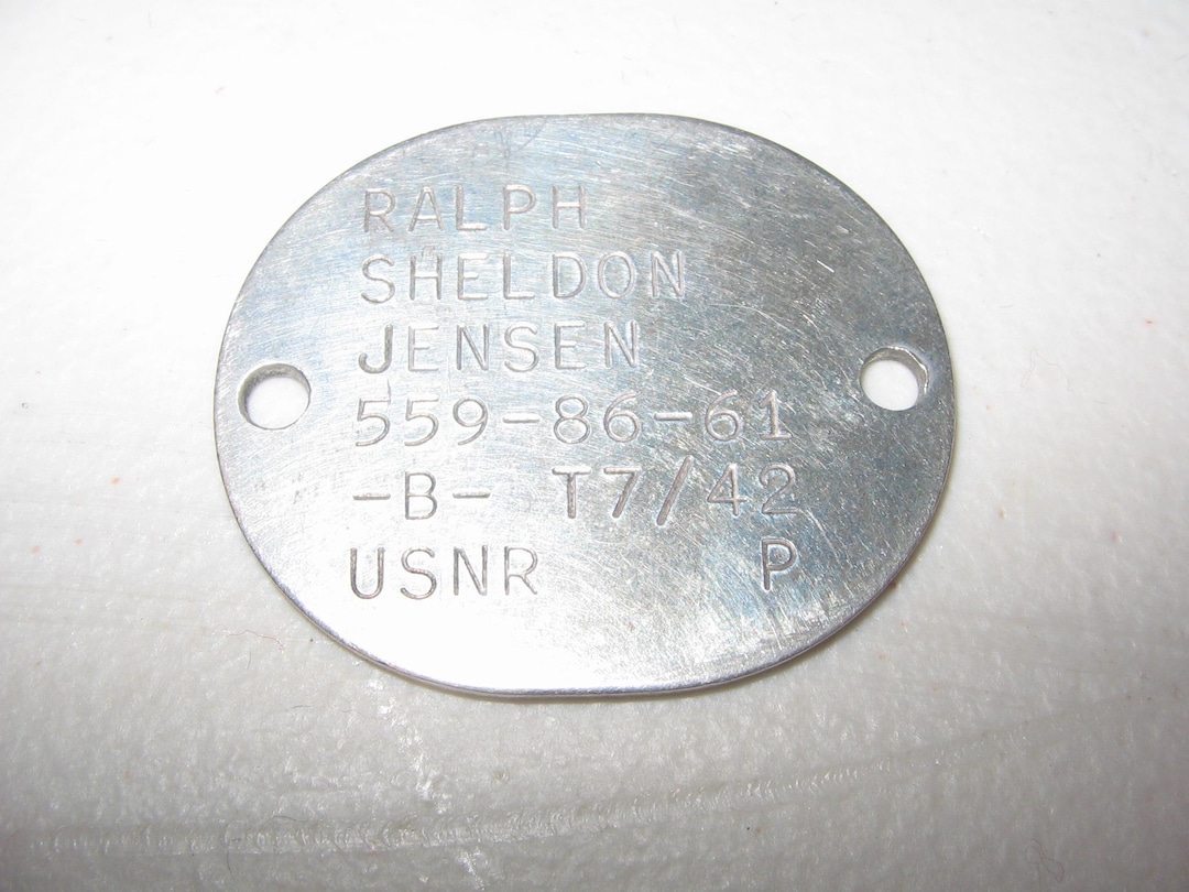 1940s World War II Original Dog Tags Military USN Navy USNR