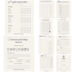 MINIMALIST TODDLER Routine Bundle | Daily Checklist, Chore Chart, Reward Chart, Potty Training Tracker, Weekly Planner, Reading Log | PDF