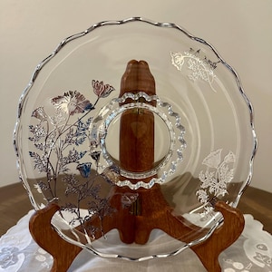 Crystal Glass Silver Overlay Plate - Etsy
