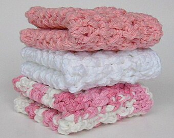 Washcloths Breast Cancer Awareness  Bath Cloths Cotton Face Pink And White Spa Set Dishcloths Mothers Day Gift Birthday Present