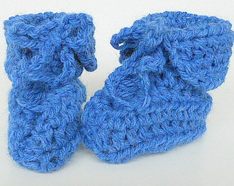 Blue Baby Boy Booties Infant Girl Slippers Gender Reveal  Newborn  To 3  Months  Crib Shoes Ready To Ship