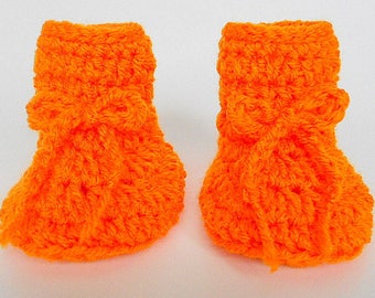 Preemie Newborn  Orange  Baby Booties 3  6  9 Month Old  Infant Girl  Slippers Boy Halloween Crib Shoes Ready To Ship Reborn Doll Clothes