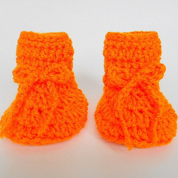 Preemie Newborn  Orange  Baby Booties 3  6  9 Month Old  Infant Girl  Slippers Boy Halloween Crib Shoes Ready To Ship Reborn Doll Clothes