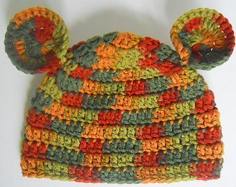 Camouflage Baby Hat With Ears  Boy Camo Cap Toddler Girl Fall Hunting Beanie 9 Months To Preteen Brown Green Orange Winter Photo Prop