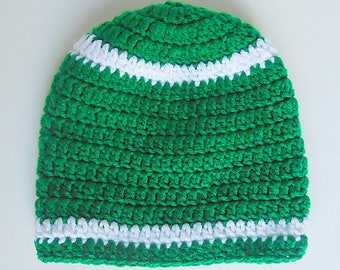 Newborn To Adult Green Hat With White Stripes St. Patrick  Day Toddler Boy Matching Teen Fall Cap Preteen Girl  Winter Beaniie Ready To Ship