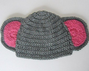 Elephant Hat Baby Girl Grey And Pink Cap Boy Zoo Animal Beanie Ready To Ship Photo Prop Infant Halloween Clothes