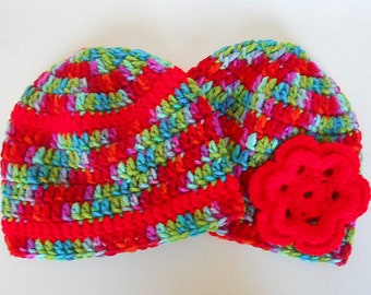 Baby Boy And Girl Coordinating Caps Newborn Twin Hats 9 Month To 2 Year Old Infant Beanie Toddler Reborn Clothing Red Flower Ready To Ship