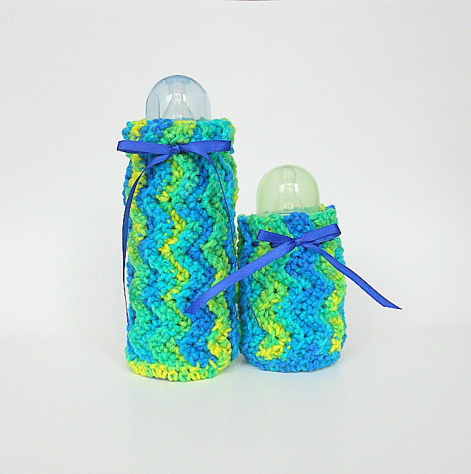 Baby Bottle Covers Cozy Set Bright Green Blue Yellow Cozies Etsy