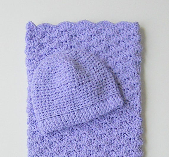 Lavender Baby Bunting and Hat Set Newborn Boy Pastel Purple Sleep
