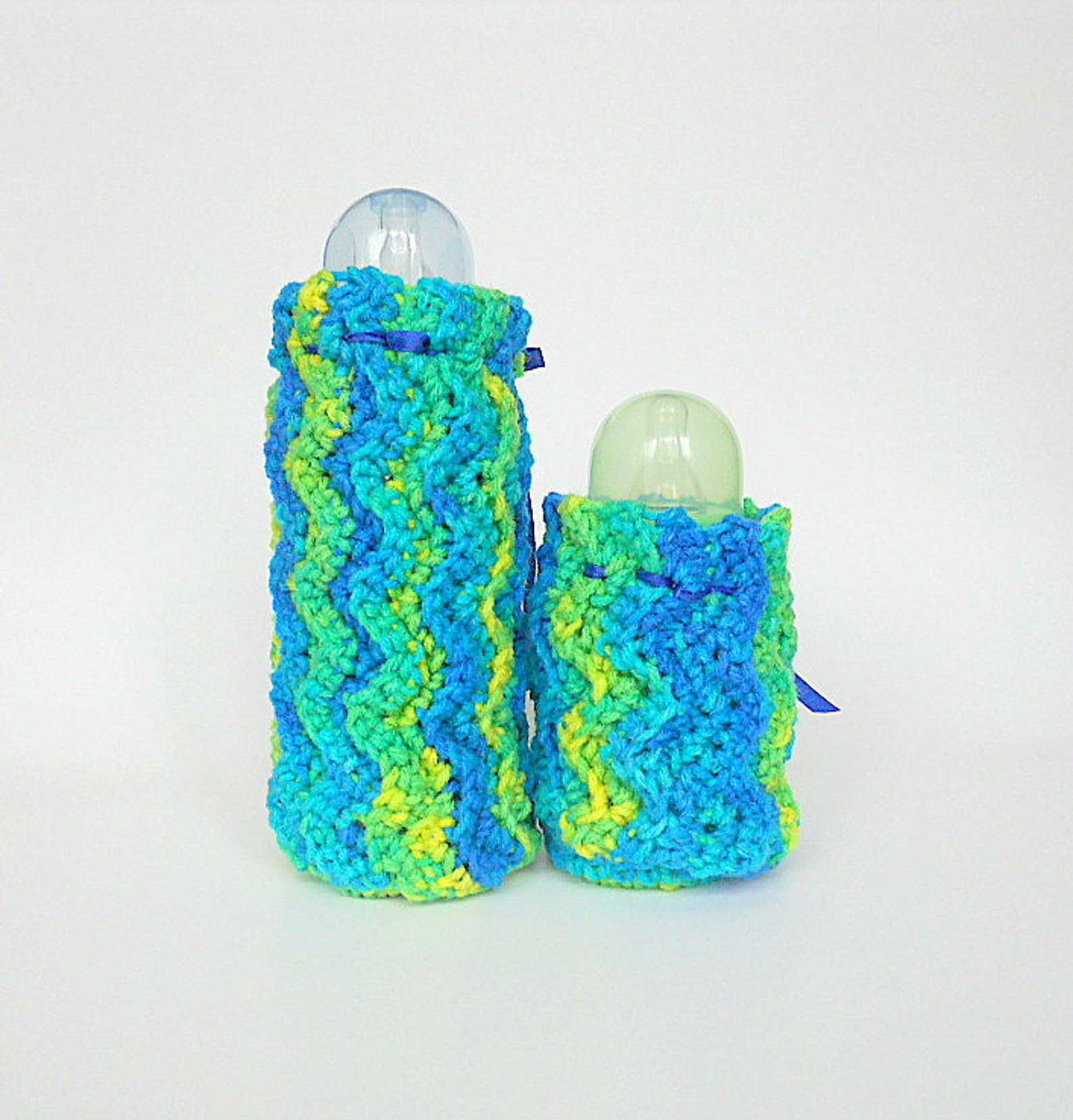Baby Bottle Covers Cozy Set Bright Green Blue Yellow Cozies Etsy