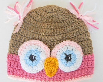 Baby Owl Hat Toddler Girl Brown And Pink Bird Beanie Newborn Infant Boy  Halloween Cap Zoo Animal Photo Prop Ready To Ship