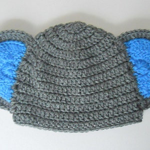 Baby Elephant Hat Boy Grey And Blue Beanie Infant Girl Halloween Cap Zoo Animal Photo Prop Ready To Ship