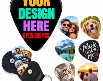 Custom Photo Guitar Picks, Personalized Music Gift for Musicians (6-600 PCS)