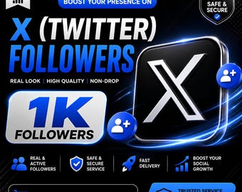 1K X (Twitter) Follower / Servizio di crescita sui social media / Consegna rapida