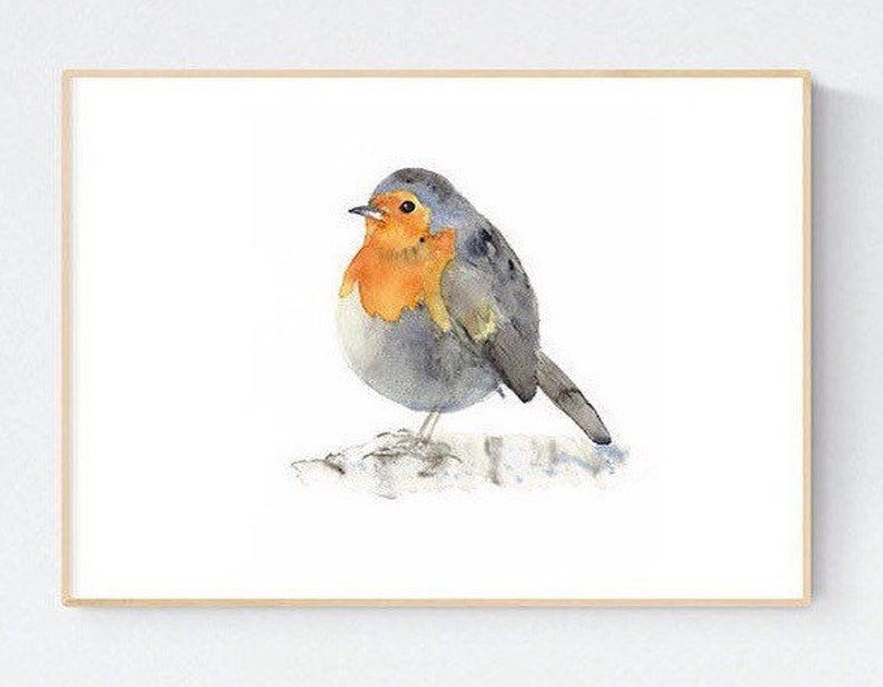Robin Redbreast Print European Robin Painting Nursery Wall | Etsy