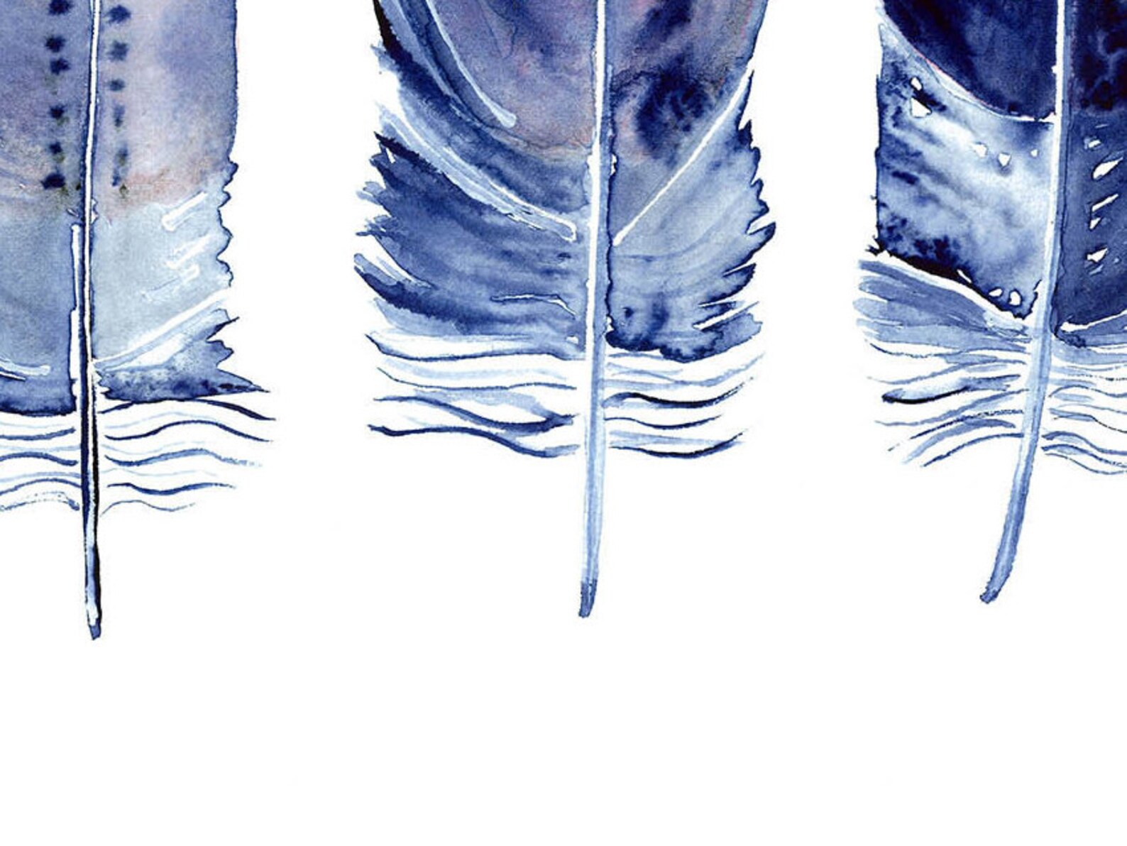 Blue Feather Art Navy Feather Print Indigo Home Wall Decor Etsy