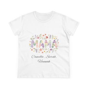 Mama Floral Plaid Script Tee | Spring Mom Shirt