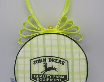 Vintage Logo John Deere Quilted Ornament set of 5 - No sew ornament – farm tractor homestead FFA 4-h, Christmas party, Folded star ornament