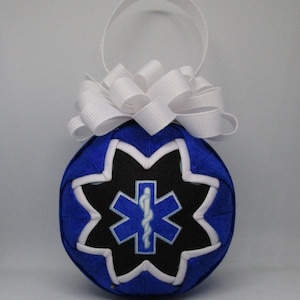 Paramedic Ornament EMT Ornament – Quilted ornament - No sew ornament – Star of Life, Christmas, Ready to ship, Folded fabric ornament