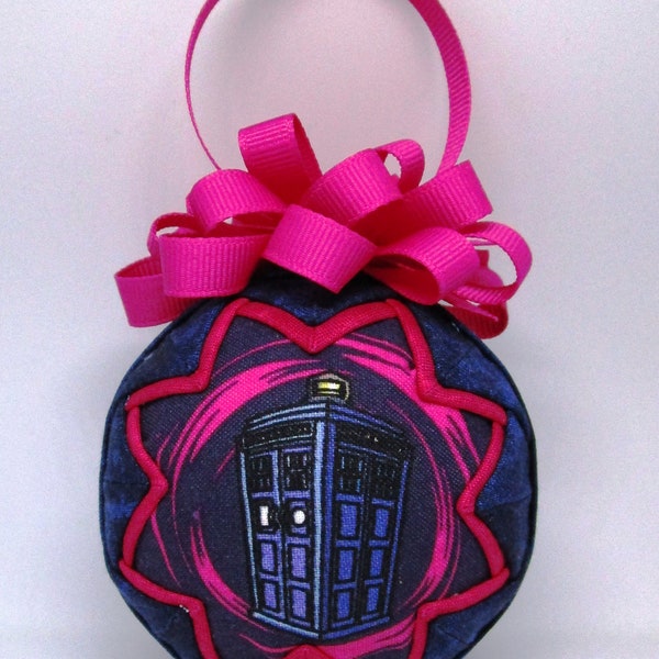 Doctor Who Quilted Ornament - No sew ornament – Dr Who ornament, Police Box Tardis, Dr Who gift, Bigger on the inside, Ready to ship