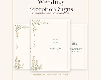結婚披露宴用サインセット、ワイルドフラワーガーデン柄6点セット、デジタルダウンロード
