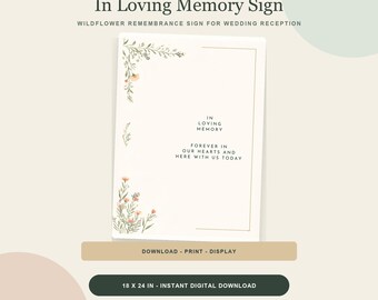 In Loving Memory Wedding Sign Printable, Wildflower Remembrance Sign, 18x24 Memorial Table Decor Digital Download