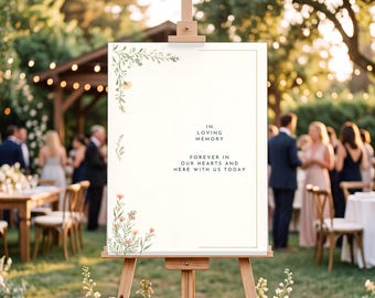 In Loving Memory Wedding Sign, Wildflower Remembrance Table Decor, 18x24 Digital Download