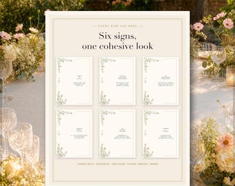 Wedding Reception Signs Bundle, Wildflower Garden Set of 6, Digital Download